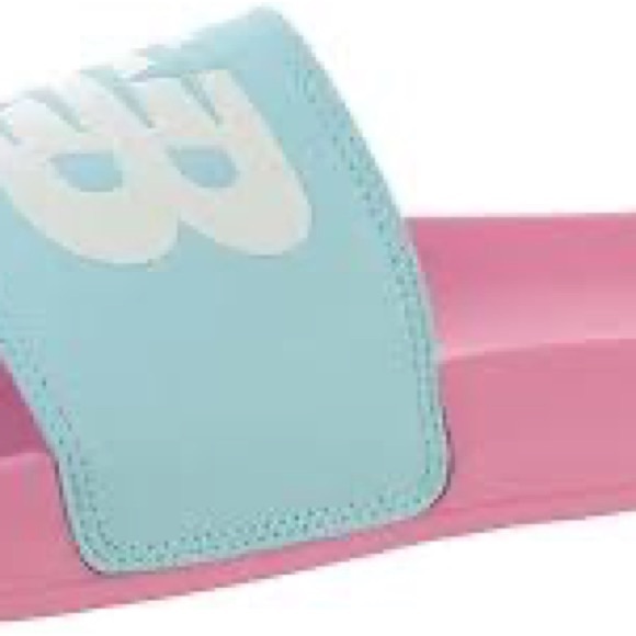 New Balance Kids Size 4 slides - Light Blue and Pink - Picture 2 of 3